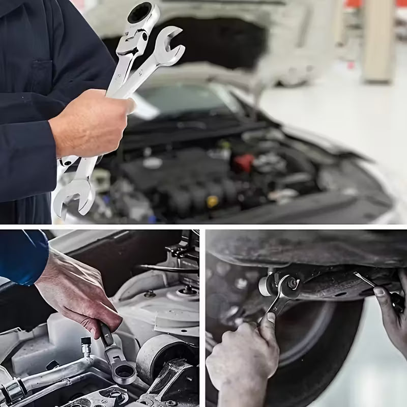 Ratschen-Schlüssel-Set,Doppelschlag-Schlüssel, Chrom-Vanadium-Stahl, Universell Anwendbar