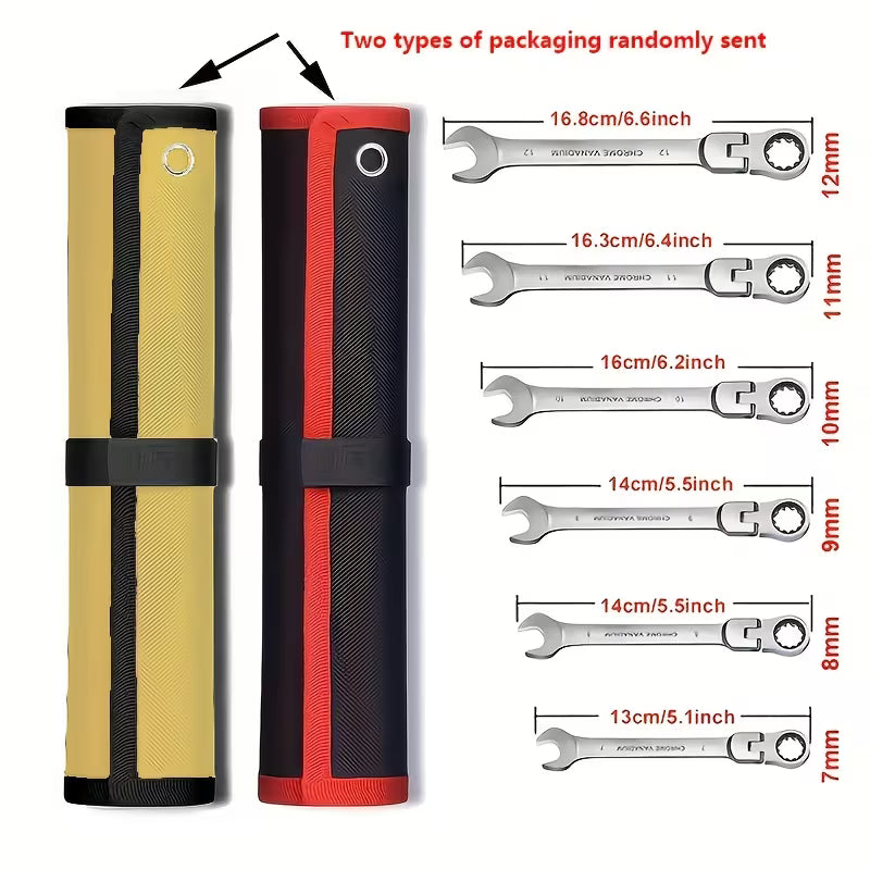 Ratschen-Schlüssel-Set,Doppelschlag-Schlüssel, Chrom-Vanadium-Stahl, Universell Anwendbar